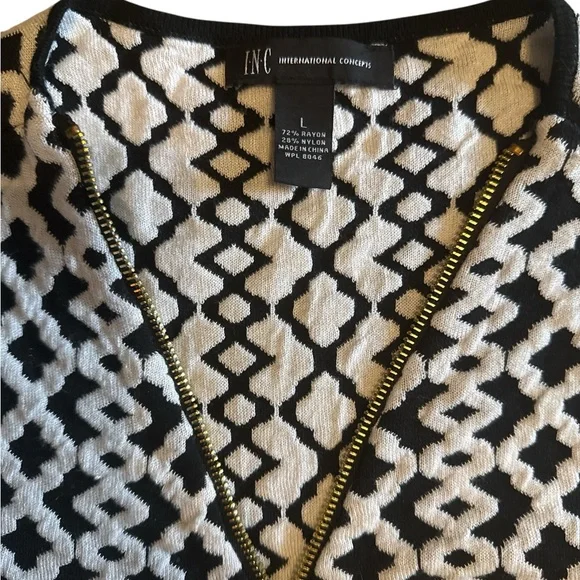 INC International Concepts Monochrome Patterned Zip Dress - Picture 4 of 6